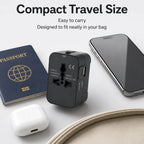 Adaptador De Viaje Premium Todo En Uno Múltiples Países Puertos Adicionales USB y tipo C