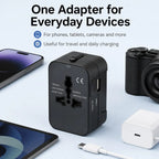 Adaptador De Viaje Premium Todo En Uno Múltiples Países Puertos Adicionales USB y tipo C