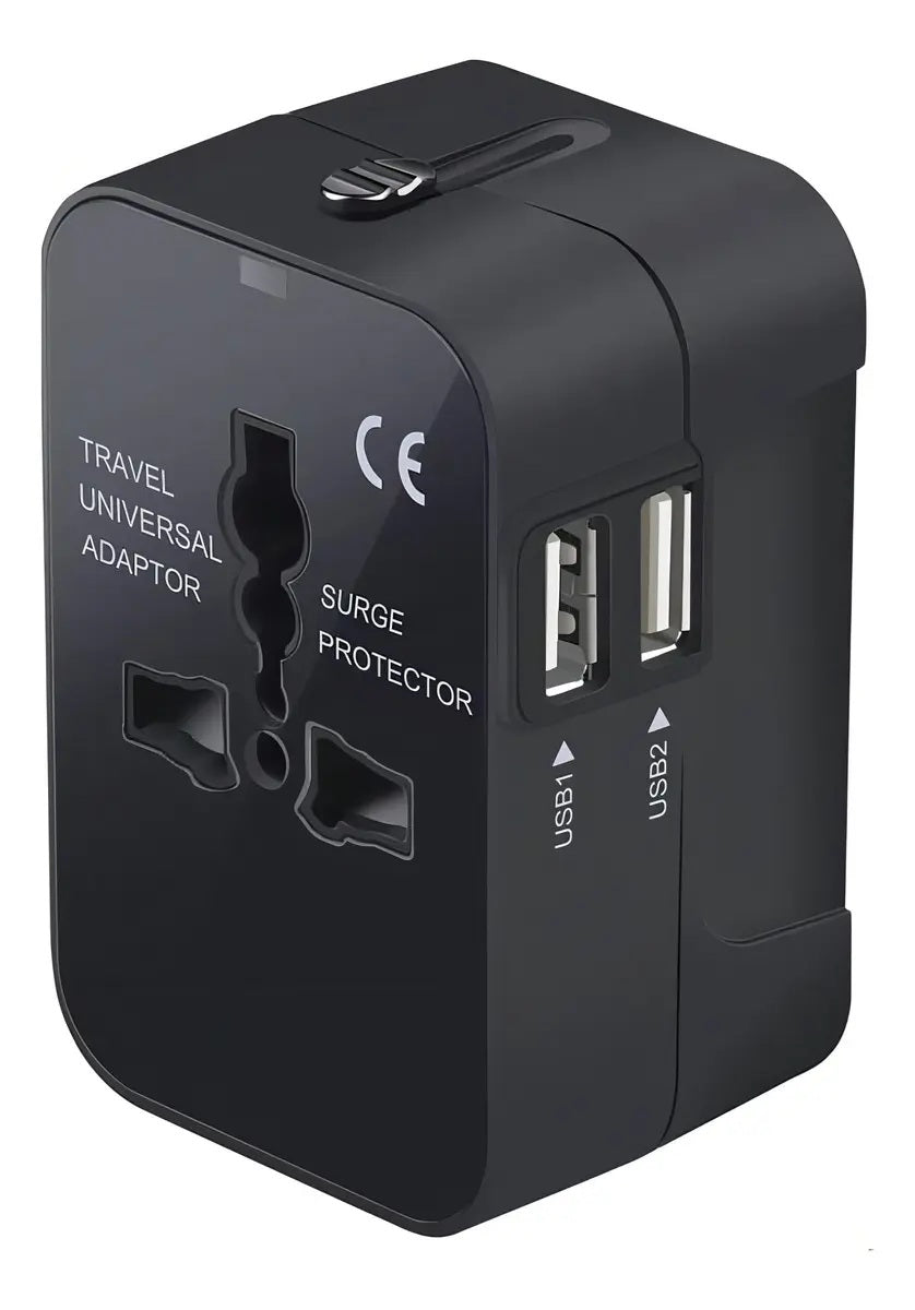 Adaptador De Viaje Premium Todo En Uno Múltiples Países Puertos Adicionales USB y tipo C